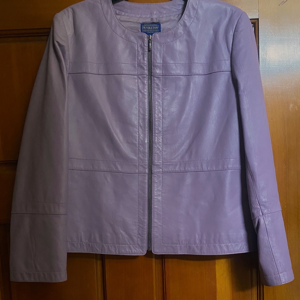 Pendleton Womens Lavender Lambskin Leather Jacket SZ L